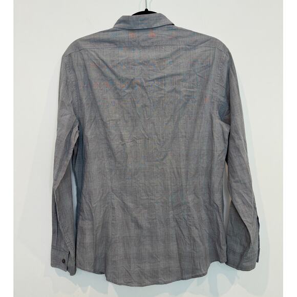 John Varvatos Gray Micro Stripe Plaid Button Down Shirt, Men's Size SMALL - Picture 7 of 7